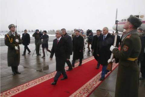 Президент Армении Серж Саргсян прибыл с рабочим визитом в Минск
