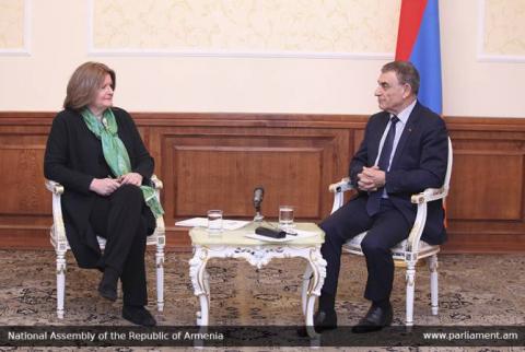 Armenian parliament speaker receives Ambassador of UK