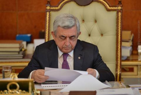 Սերժ Սարգսյանը ստորագրել է Ազգային ժողովի ընդունած մի շարք օրենքներ