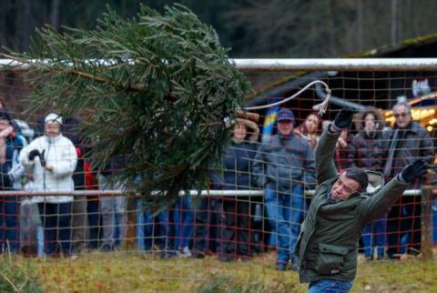 Чемпионат по метанию рождественских елок состоялся в Германии