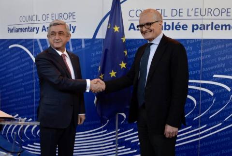 Armenia reaffirms its unconditional dedication to CoE values: President Sargsyan’s working program kicks off in Strasbourg