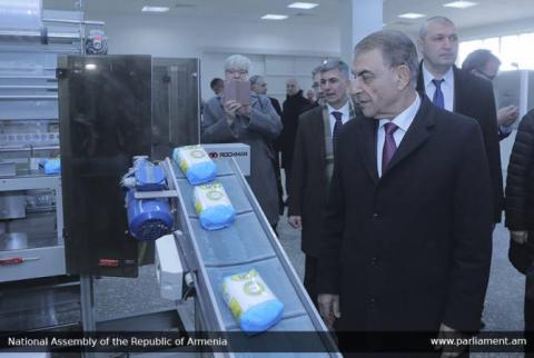 Спикеры армянского и швейцарского парламентов присутствовали на открытии нового производственного цеха «Аванского солекомбината»