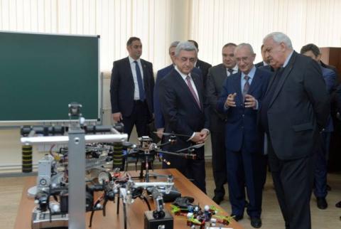 President Sargsyan visits aerial robotics education-research center of National Polytechnic University of Armenia 