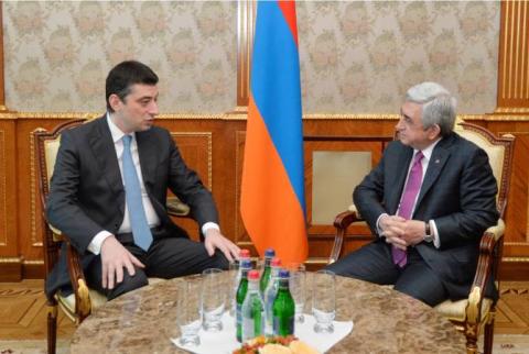 ՀՀ Նախագահը ընդունել է Վրաստանի փոխվարչապետ, ՆԳ նախարար Գիորգի Գախարիային