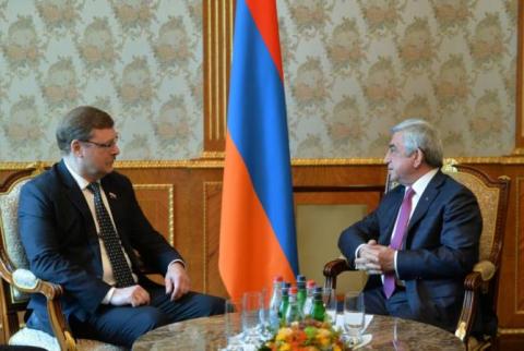 President Sargsyan thanks Konstantin Kosachev for his objective position on Armenia’s foreign policy at different platforms