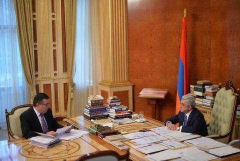 Minister of Culture briefs President Sargsyan on ongoing, future actions 
