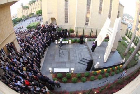 President of Artsakh attends opening ceremony of Independence Monument in Antelias, Lebanon