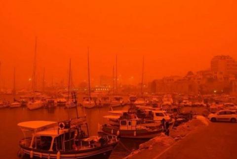 Crete Island resembles Mars as Saharan dust covers eastern Mediterranean 