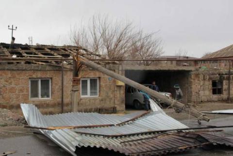 Քամին զգալի վնասներ է պատճառել Հայաստանի տարբեր մարզերում