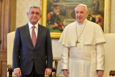 Sargsyan, Pope Francis hold one-on-one meeting in Vatican