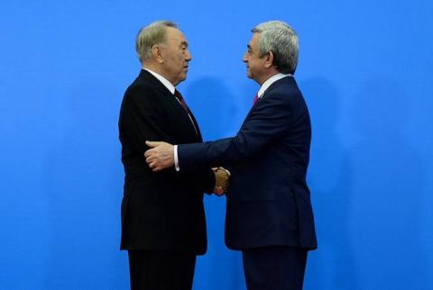 ‘Your professional skills will help Armenia to record new achievements’ – Kazakh President congratulates PM Sargsyan