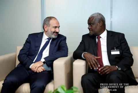 Nikol Pashinyan a eu une rencontre avec le Président de la Commission de l'Union africaine, Moussa Faki