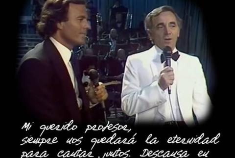 ‘We’re left with eternity, to sing together’ – Julio Iglesias on Aznavour’s death 