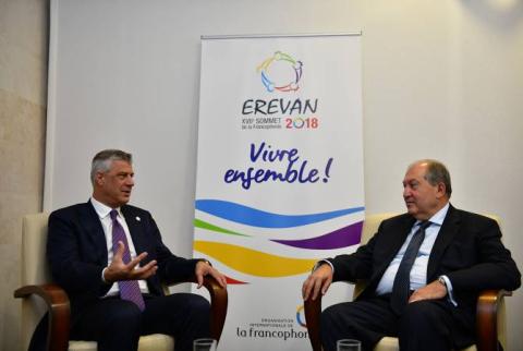 Armen Sargsyan a rencontré le Président du Kosovo, Hashim Thaçi