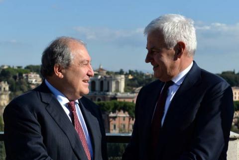 Armenian president, Italian global leading aerospace, defense company CEO discuss opportunities for cooperation