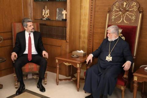 Catholicos Aram I, Turkish-Armenian MP Garo Paylan hold meeting at Great House of Cilicia HQ 