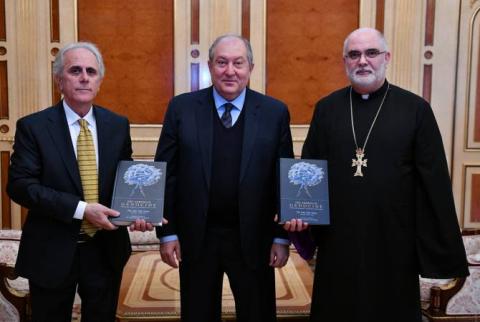 President Sarkissian hosts Father Vahan Ohanyan of Mekhitarist Congregation and Ara Ketipyan