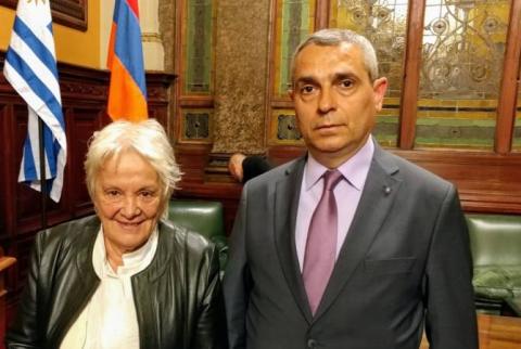 Министр иностранных дел Арцаха Масис Маилян встретился с вице-президентом Уругвая Лусией Тополански 
