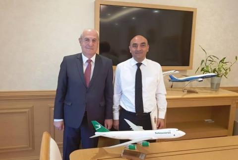 Դեսպան Բադալյանը և «Թուրքմենական ավիաուղիներ»-ի ղեկավարը կարևորել են Աշխաբադ-Երևան-Ֆրանկֆուրտ չվերթի վերականգնումը
