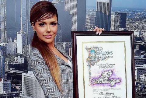 Lilit Hovhannisyan becomes 1st Armenian artist to be awarded Los Angeles Certificate of Appreciation