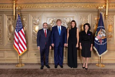 رئيس الوزراء الأرميني ن.باشينيان والسيدة عقيلته يحضران حفل الاستقبال للرئيس الأمريكي د.ترامب-نيويورك