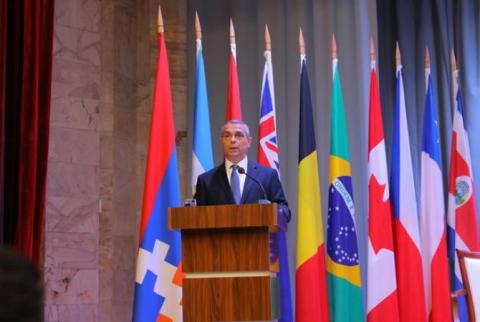 FM Mayilian presents achievements and challenges in state-building process in Artsakh