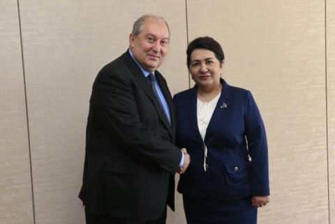 Armen Sarkissian a rencontré la Présidente du Sénat d'Ouzbékistan