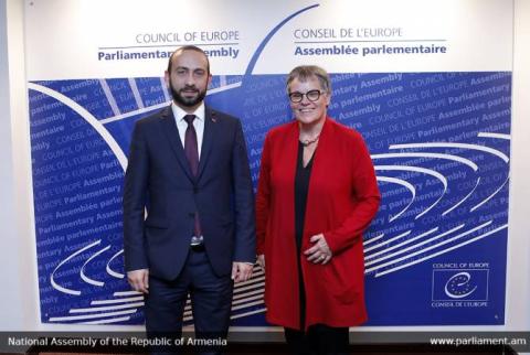 Armenian Speaker of Parliament meets with PACE President in Strasbourg