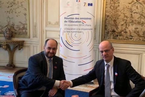 Araik Haroutiounian a rencontré Jean-Michel Blanquer
