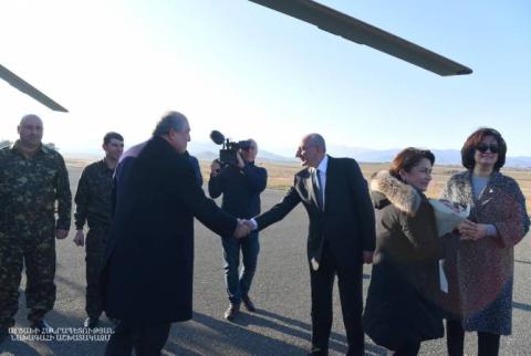 President of Armenia arrives in Artsakh on working visit