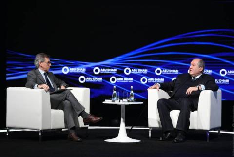 الرئيس أرمين سركيسيان يشترك في مناقشة بإطار منتدى أسبوع أبوظبي للاستدامة بموضوع«الاستقرار بالسياسة»-