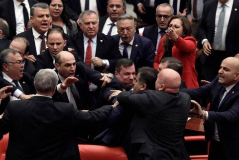 WATCH: Turkey parliament session on Syria turns into fistfight 
