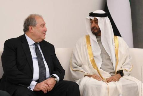 أتمنى لكم موفور الصحة والسعادة وللشعب الأرمني التقدّم والازدهار-ولي عهد أبوظبي يهنئ الرئيس الأرميني-