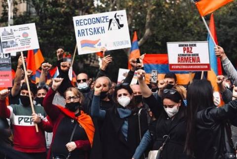 Армянская община Барселоны провела второй митинг с требованием признания независимости Арцаха