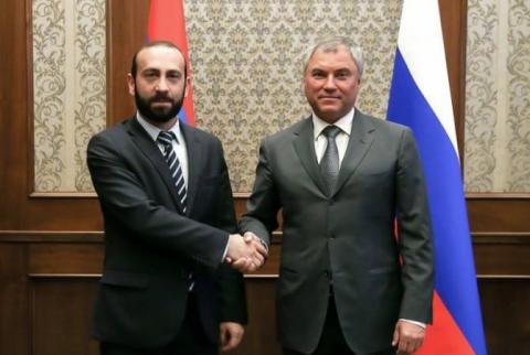 Heads of Armenian National Assembly and Russian State Duma highlight agreement on ceasefire in NK