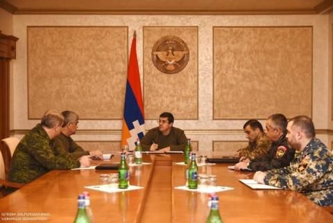 Artsakh president holds meeting with top law enforcement and military officials 