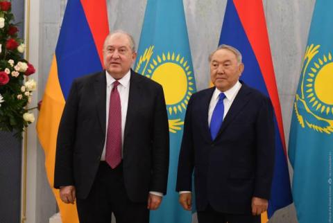 President Armen Sarkissian congratulates Nursultan Nazarbayev on birthday