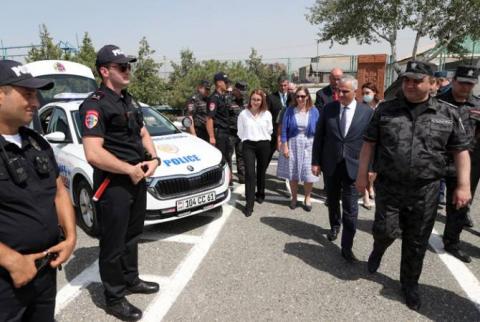 Mher Grigoryan, U.S. Ambassador and acting head of EU Delegation to Armenia visit Patrol Service