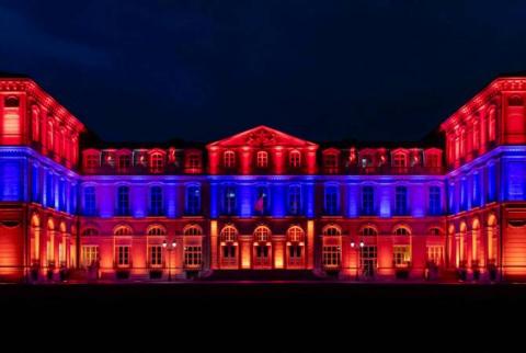 Palais du Pharo of Marseille lit up in Armenian flag colors in memory of genocide victims 