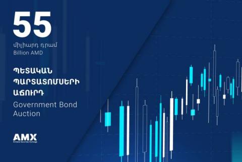 Հայաստանի ֆոնդային բորսայում տեղի է ունեցել 55 մլրդ դրամ ծավալով պետական պարտատոմսերի տեղաբաշխման աճուրդ