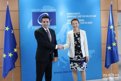 Alen Simonian a rencontré la Secrétaire Générale du Conseil de l'Europe Marija Pejčinović Burić