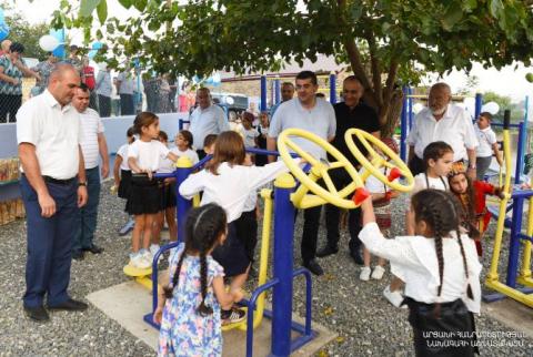 Artsakh President attends opening ceremony of Children and Youth Sports grounds in Khantsq