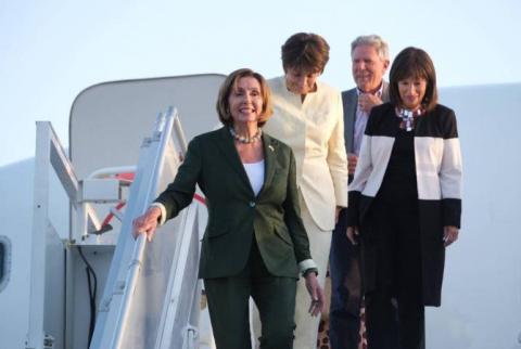 Speaker of U.S. House of Representatives Nancy Pelosi arrives in Armenia 