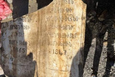 Trabzon'da altyapı çalışmaları sırasında Ermenice mezar taşı bulundu