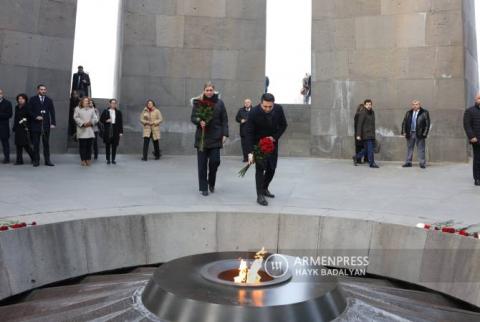 French National Assembly President visits Armenian Genocide memorial in Yerevan
