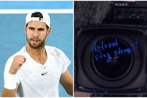 “Artsakh, stay strong” – Karen Khachanov signs camera lens after beating American Frances Tiafoe at Australian Open