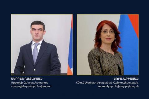 Le ministre des Affaires étrangères de l'Artsakh adresse une lettre de condoléances à l'Ambassadrice de Syrie en Arménie