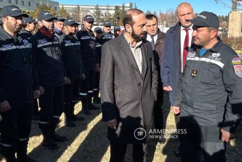 Foreign Minister Ararat Mirzoyan visits Armenian search and rescue team in Adiyaman, southeastern Turkey
