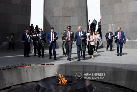 Lyon Mayor Grégory Doucet visits Armenian Genocide memorial in Yerevan