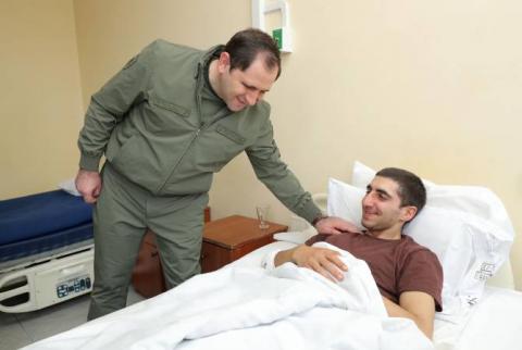 Defense Minister visits wounded troops of latest Azeri aggression 